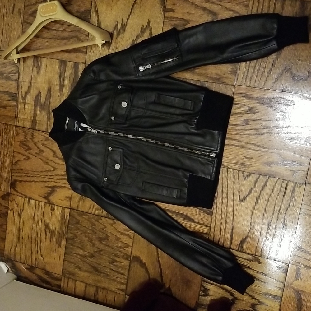 Dolce & Gabbana leather baseball jacket